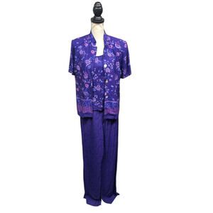 K Studio 3 Piece Set Outfit Womens Sz 8 Purple Office Lightweight Vintage NWT
